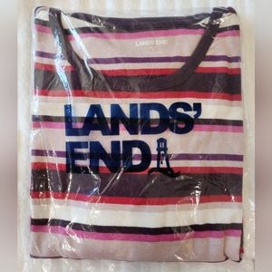 Lands' End Women's Long Sleeve Red Multi-Striped T-Shirt XL Tall New In …